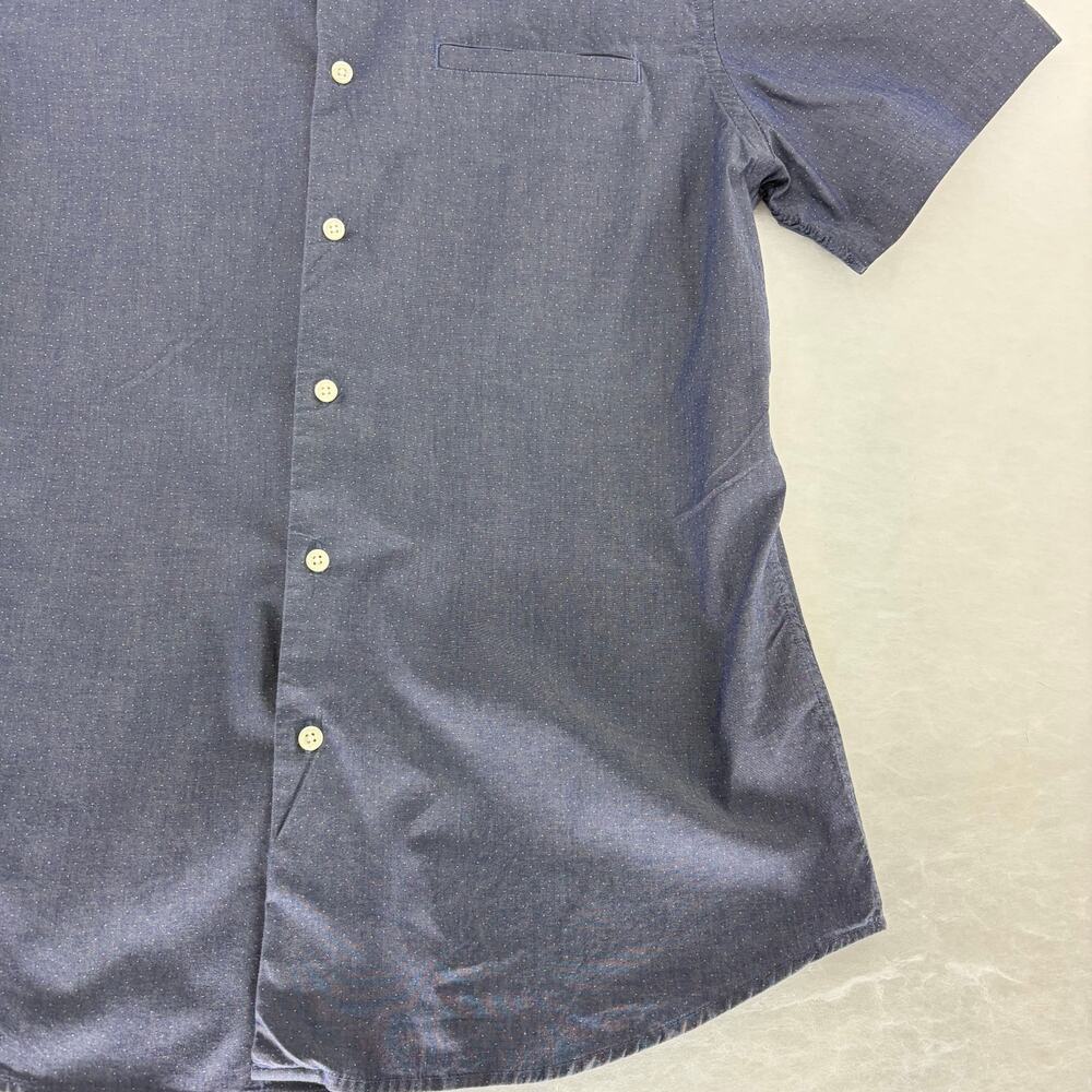 Banana Republic Slim Fit Chambray Short Sleeve Shirt Sz L Micro Dot Stretch - Picture 9 of 15